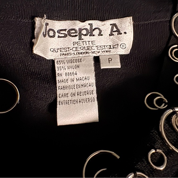 90s y2k Black Stretch Top Women’s M Petite Boat Neck 3/4 Sleeve Goth Glam Edgy - Picture 6 of 6